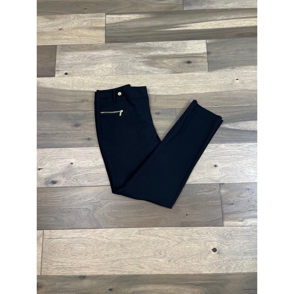 Calvin Klein Black Pants Size 2 Gold Zipper Slim Tapered Stretch Ankle
